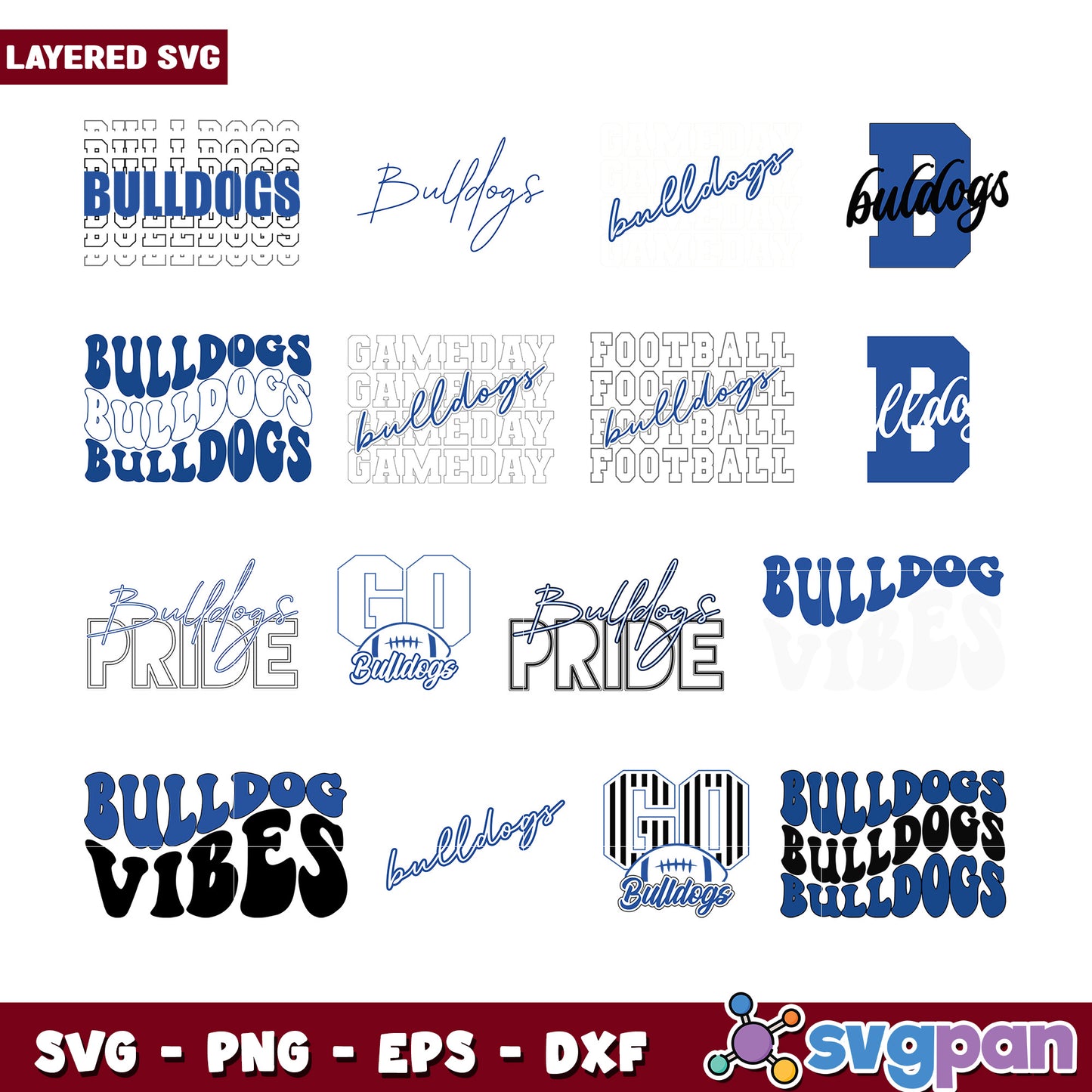 Bulldogs SVG Bundle Layered Designs