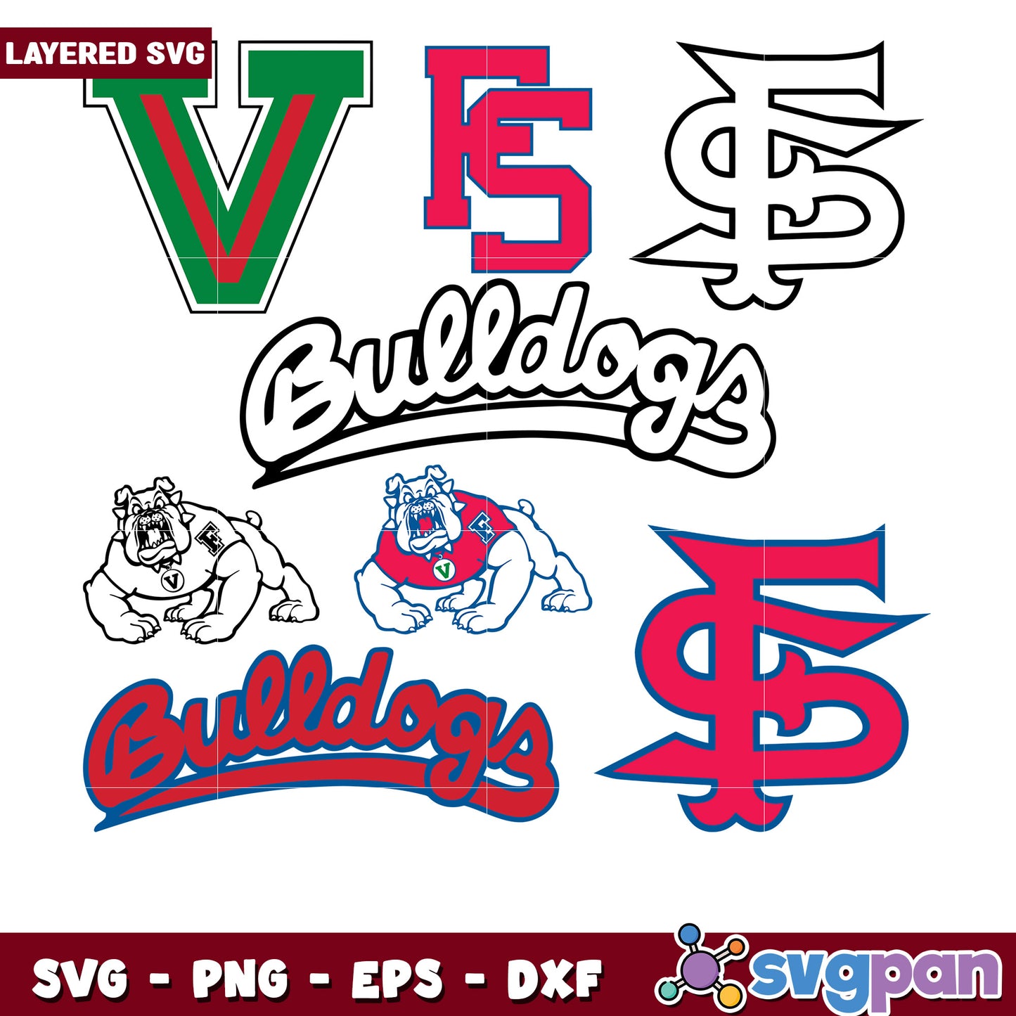 Bulldogs SVG Bundle Layered School Mascot