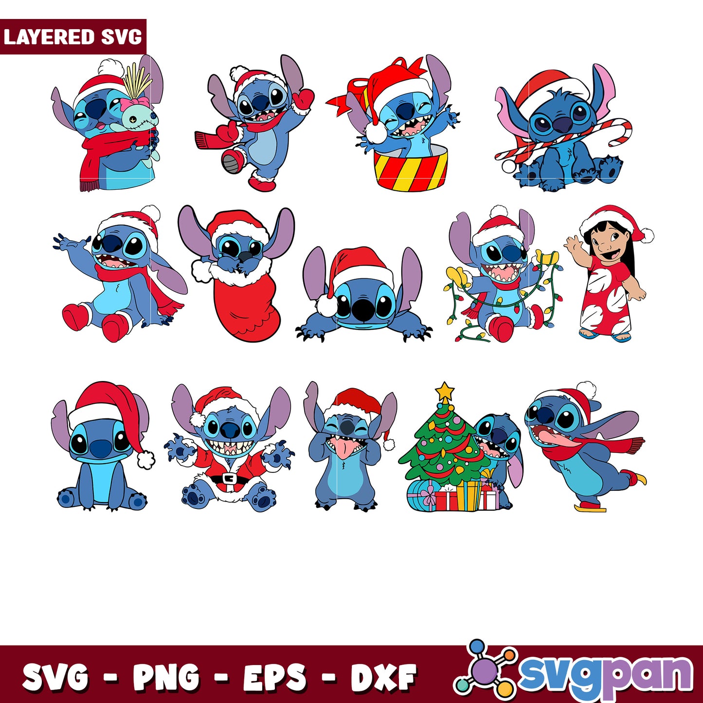 Bundle of Cute Christmas Stitch SVG Designs