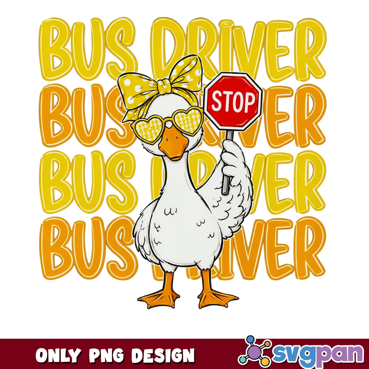 Bus Driver Duck PNG, Cute Duck Bus Driver, School Bus PNG