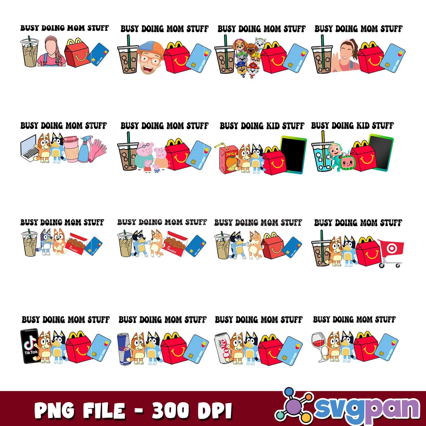 Busy Mom PNG Bundle 300 DPI