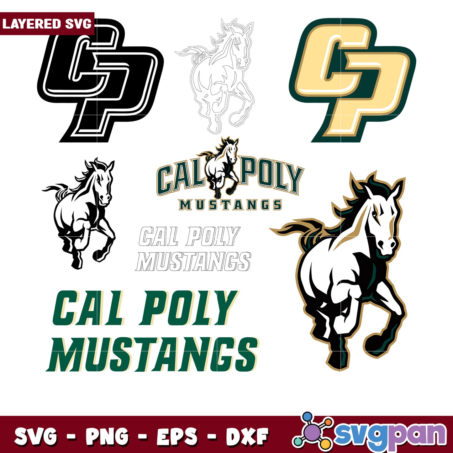 Cal Poly Mustangs SVG Bundle