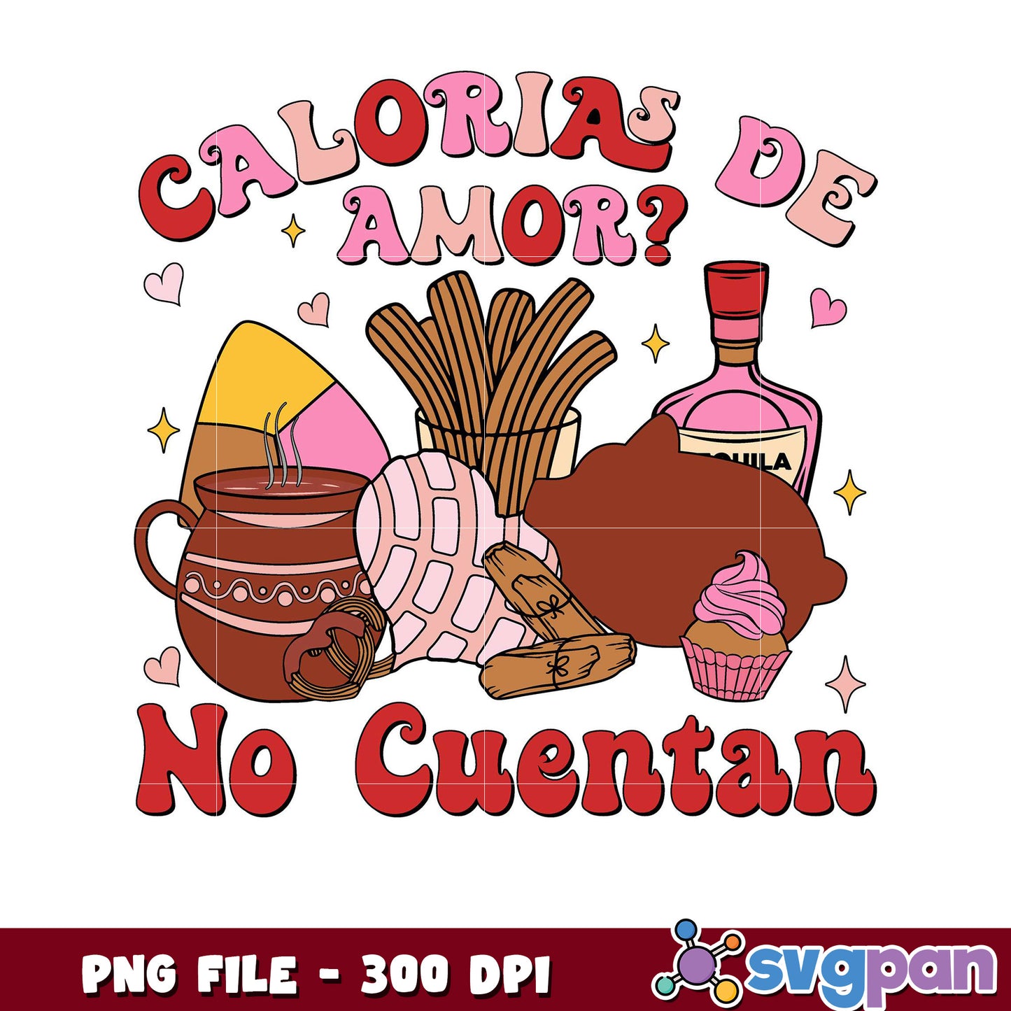 Calorias de amor no cuentan, fun food themed PNG design