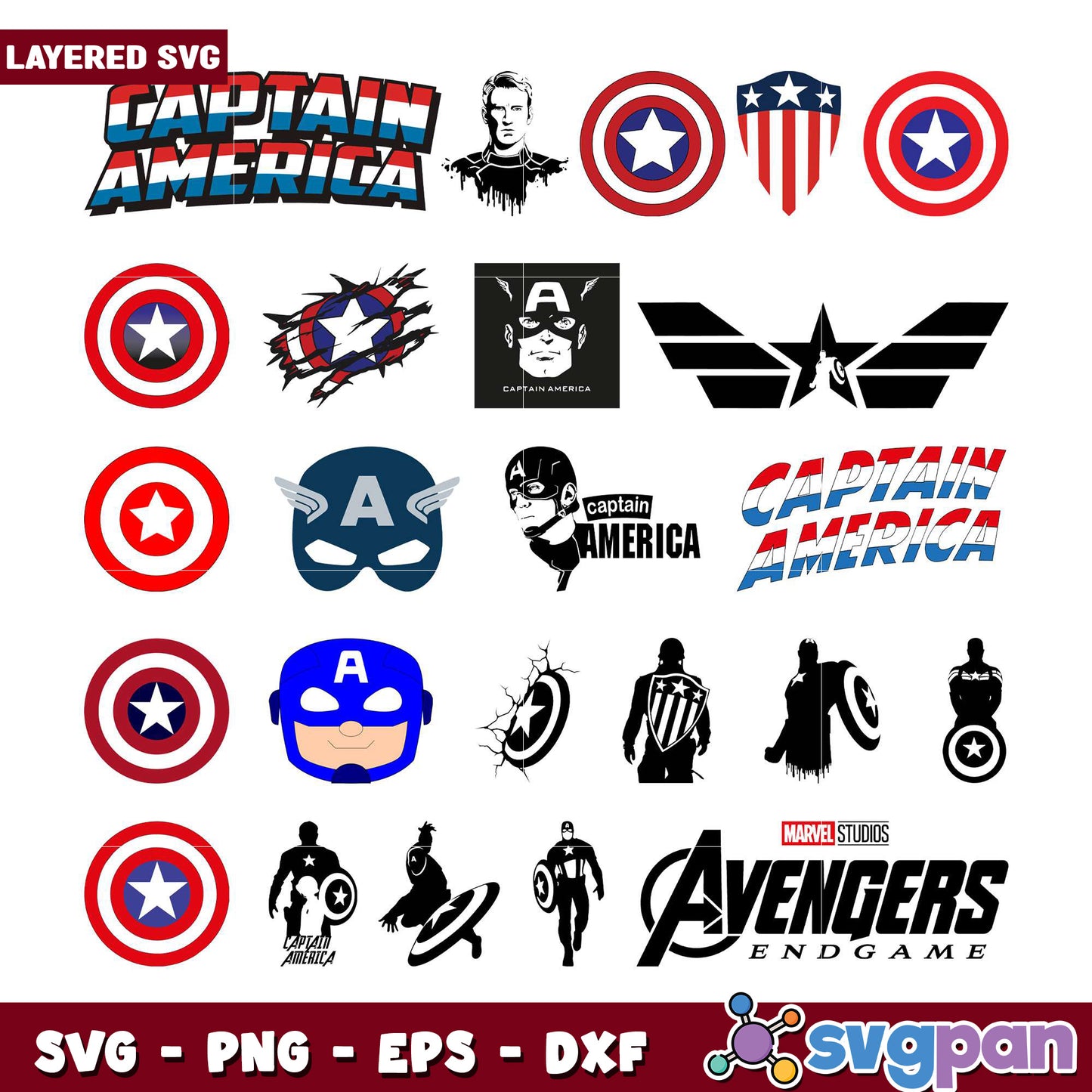Captain America SVG Bundle Logos & Shields