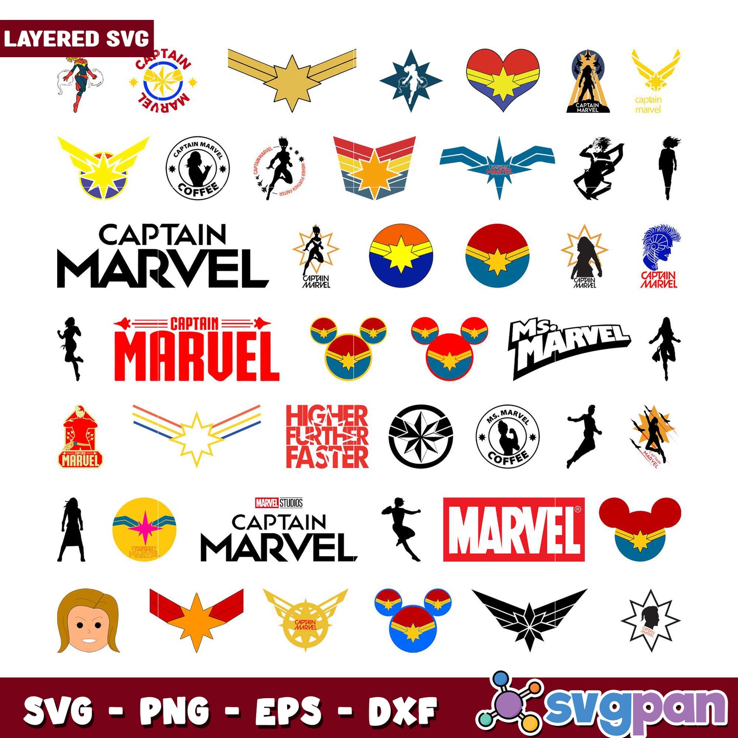 Captain Marvel SVG Bundle Layered Designs
