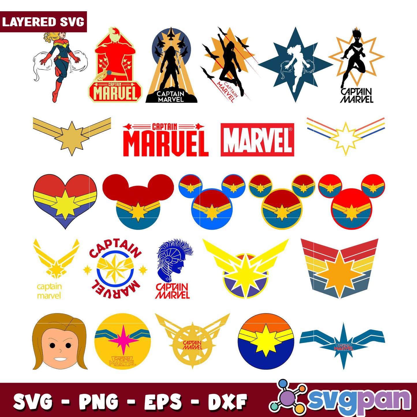 Captain Marvel SVG Bundle Layered Digital Designs