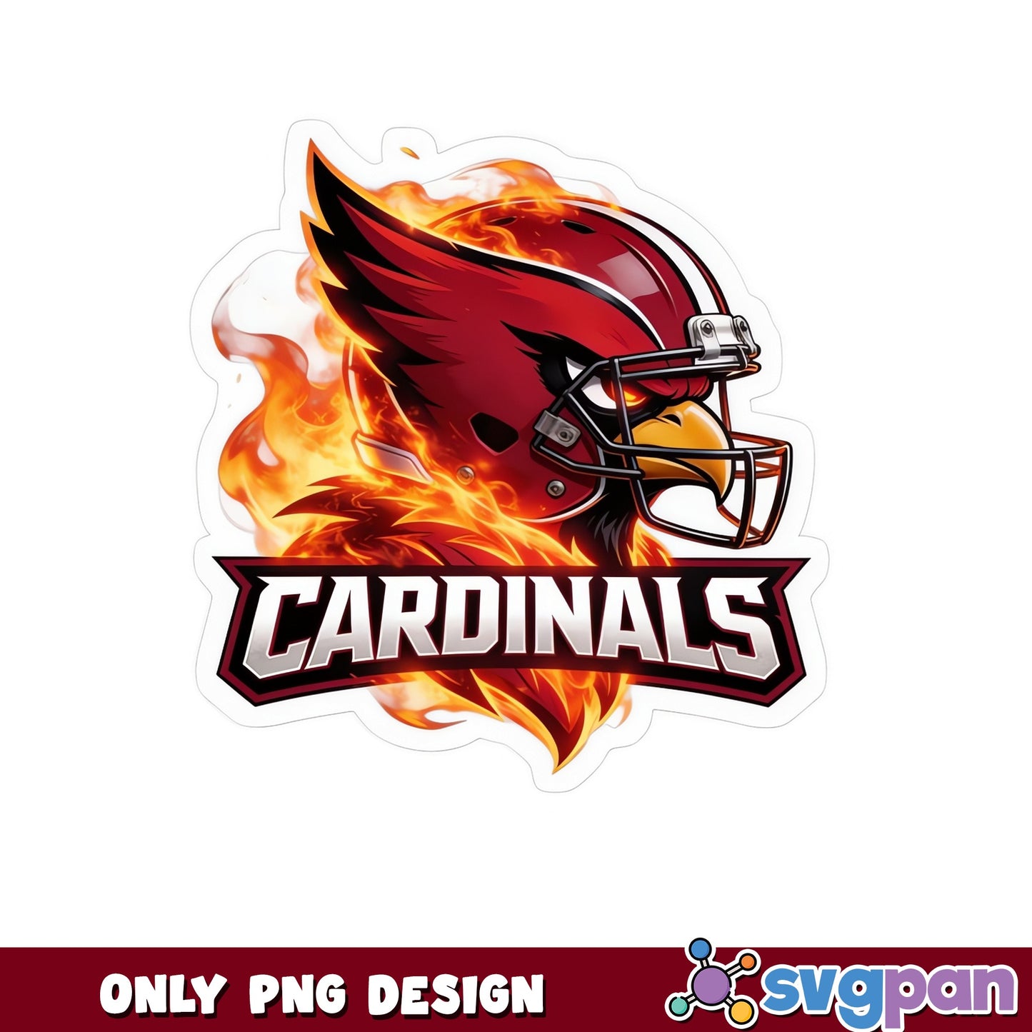 Cardinals Football Fire Mascot PNG, Football PNG, Sports PNG