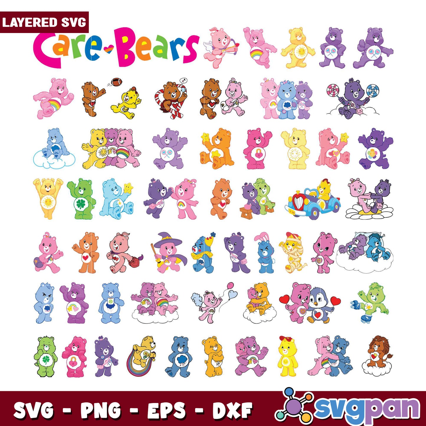 Care Bears SVG Bundle Layered Designs