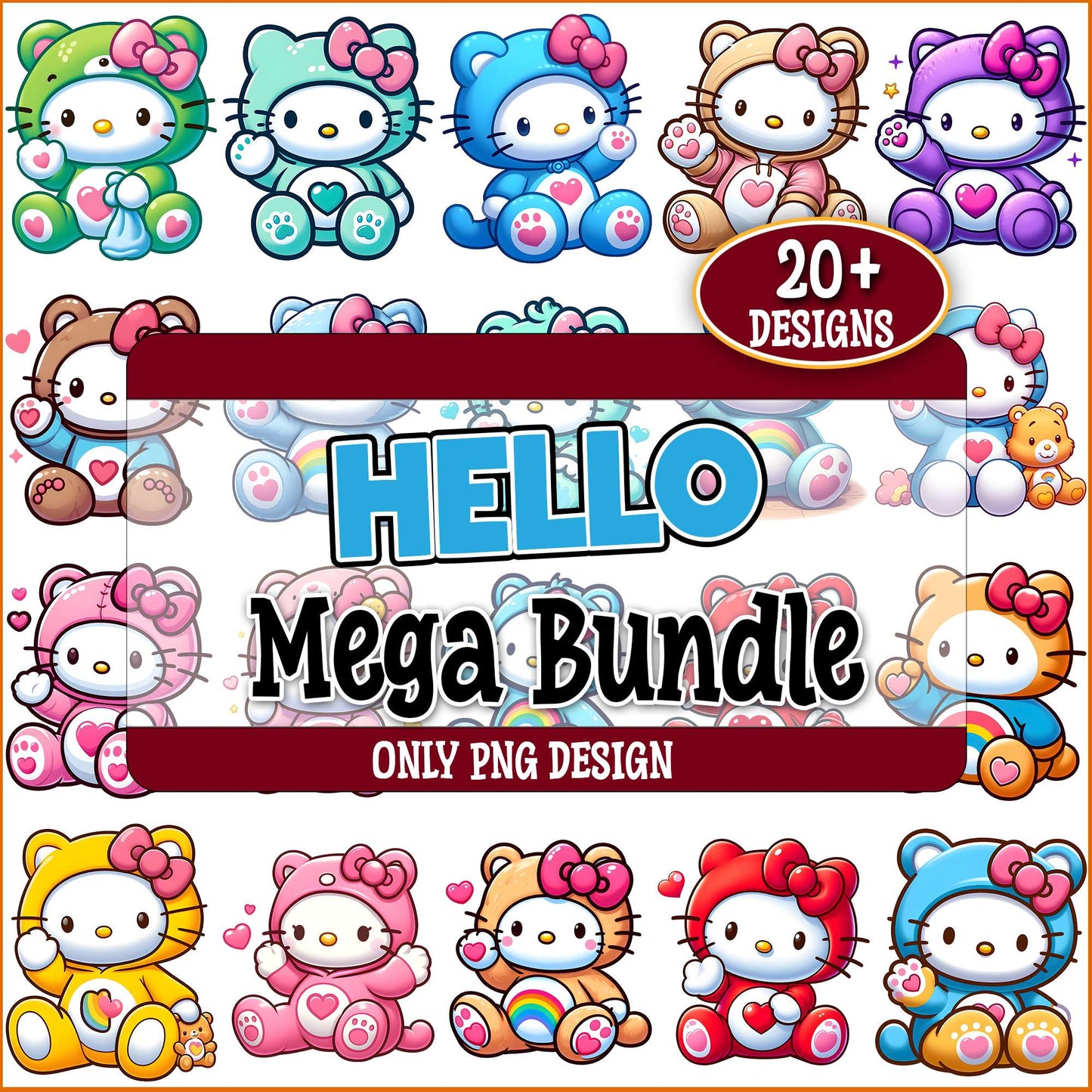 Care bear hello kitty png bundle