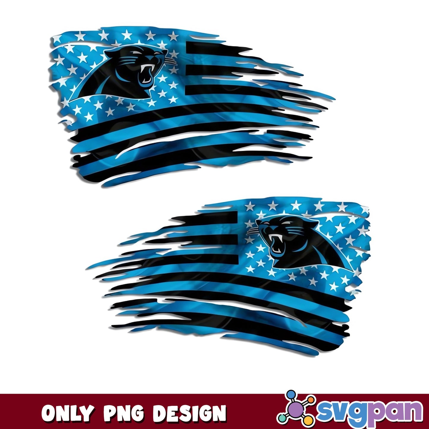 Carolina Panthers Tattered Flag PNG, NFL Football PNG, 4th Of July PNG