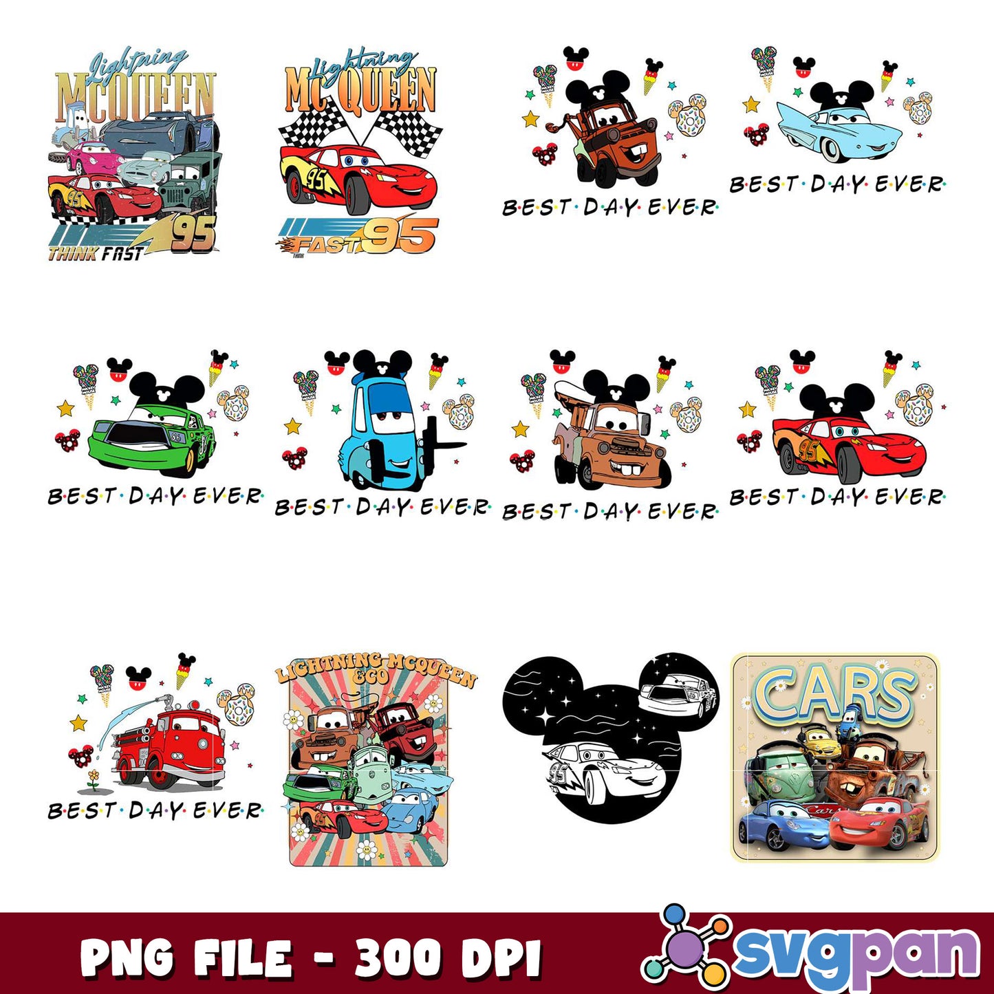 Cars Disney Bundle PNG Images 300 DPI