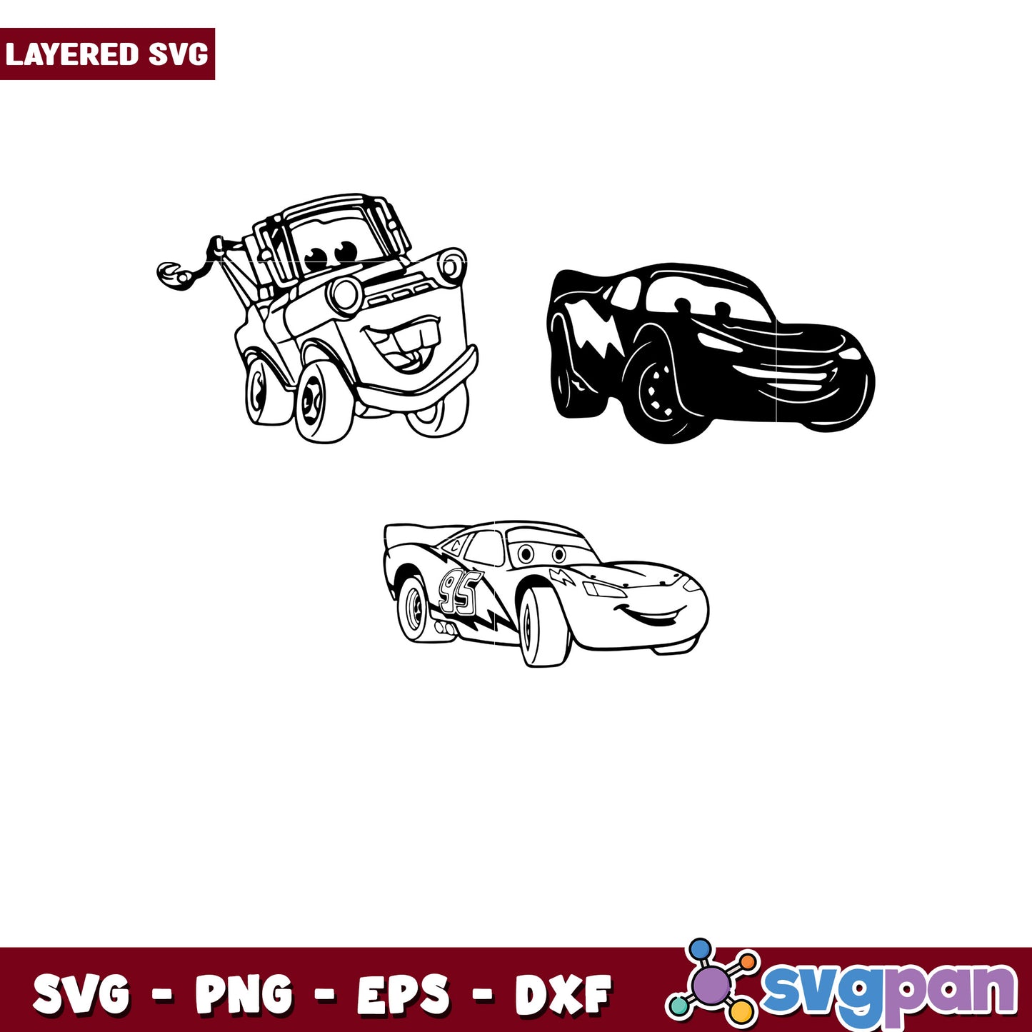 Cars SVG Bundle with Lightning McQueen and Friends