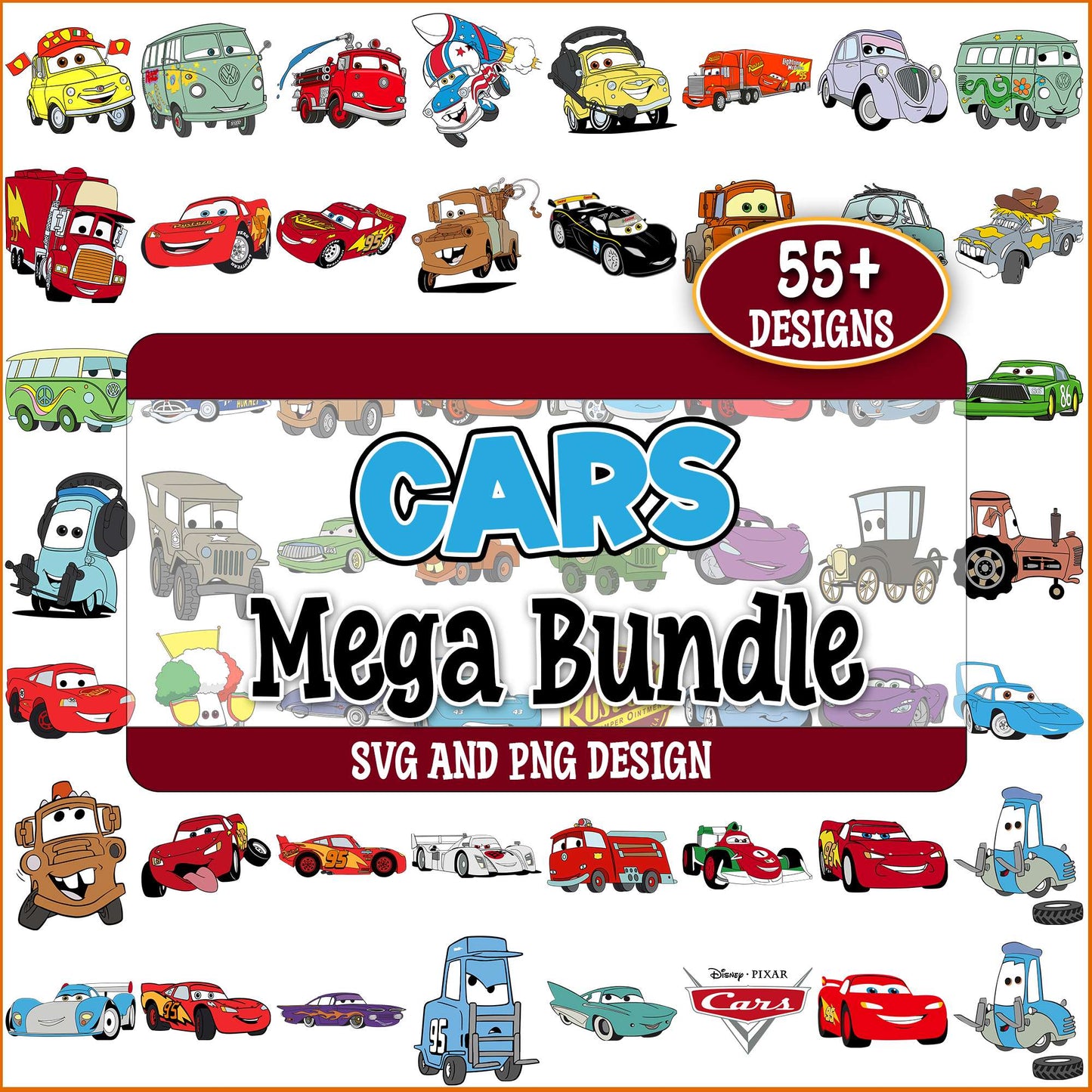 Cars mcqueen design svg bundle