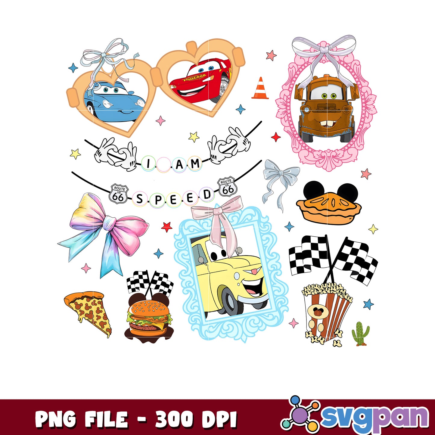 Cars movie picture frame png, lightning mcqueen png, disney pixar png