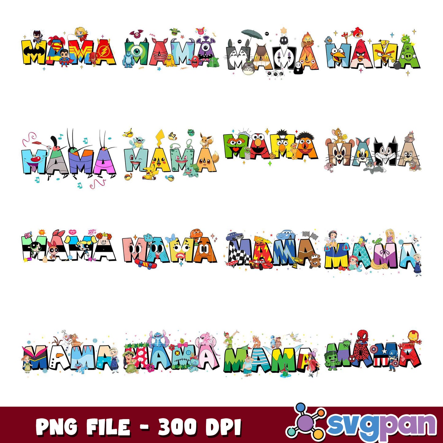 Cartoon Mama PNG Bundle - 300 DPI