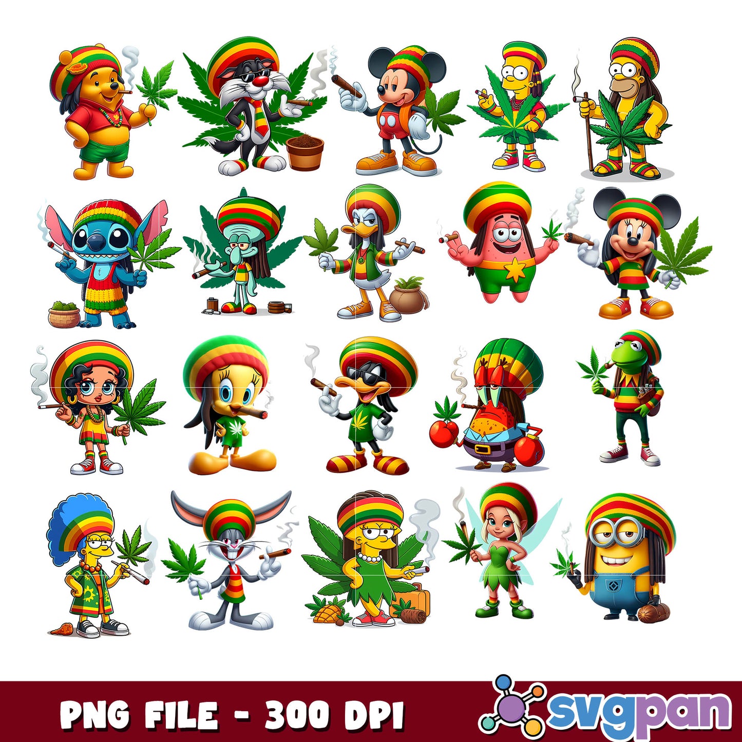 Cartoon Rastas png bundle