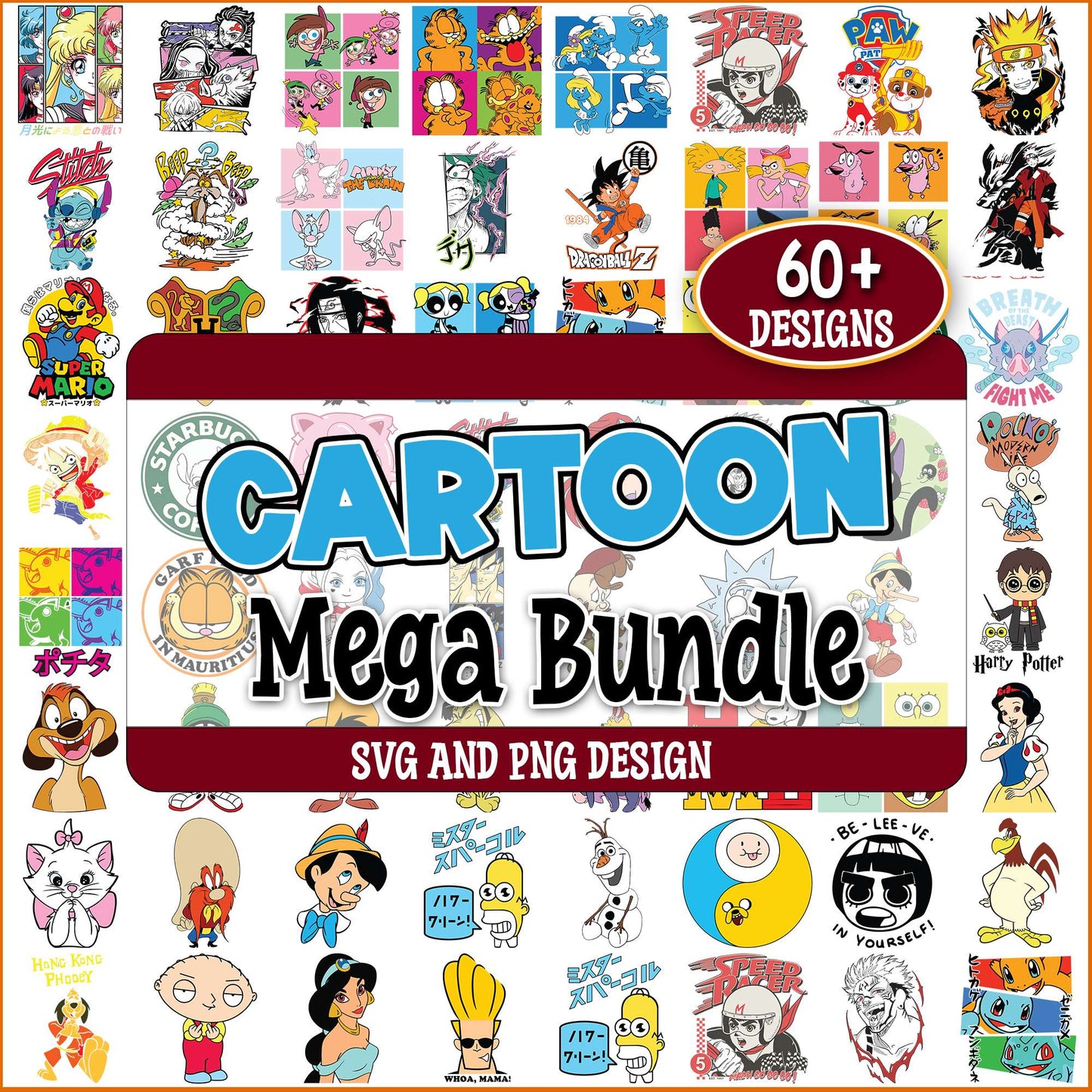 Cartoons design collection svg bundle