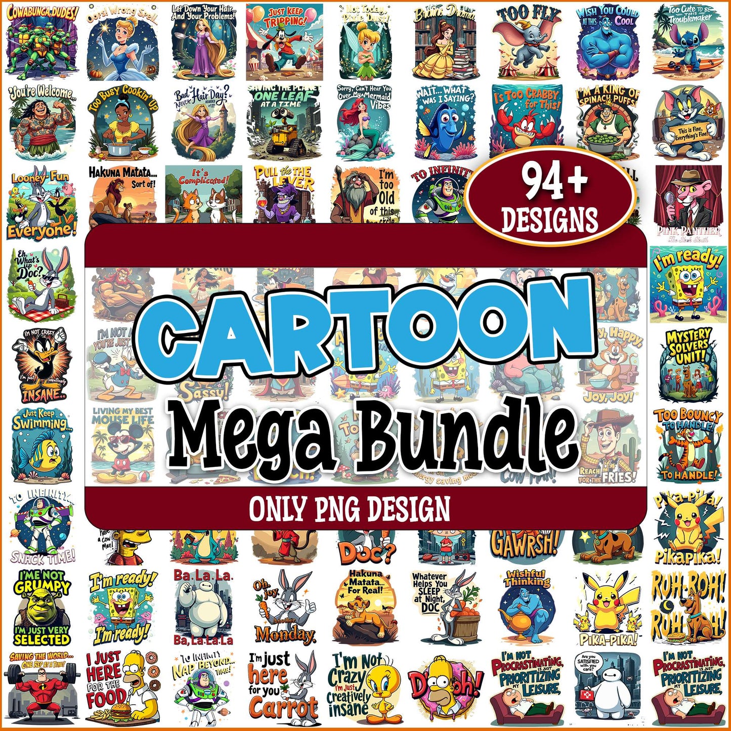 Cartoons funny quotes png bundle