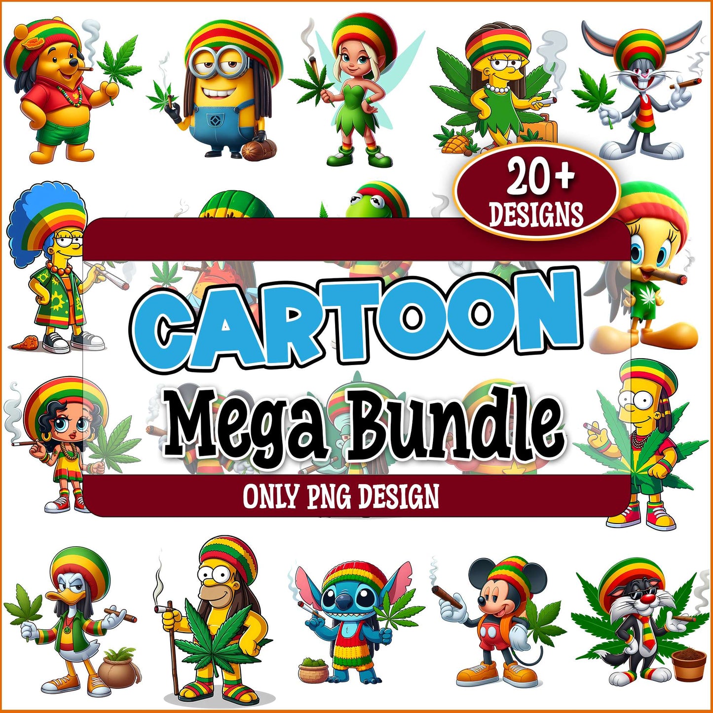 Cartoons get high png bundle