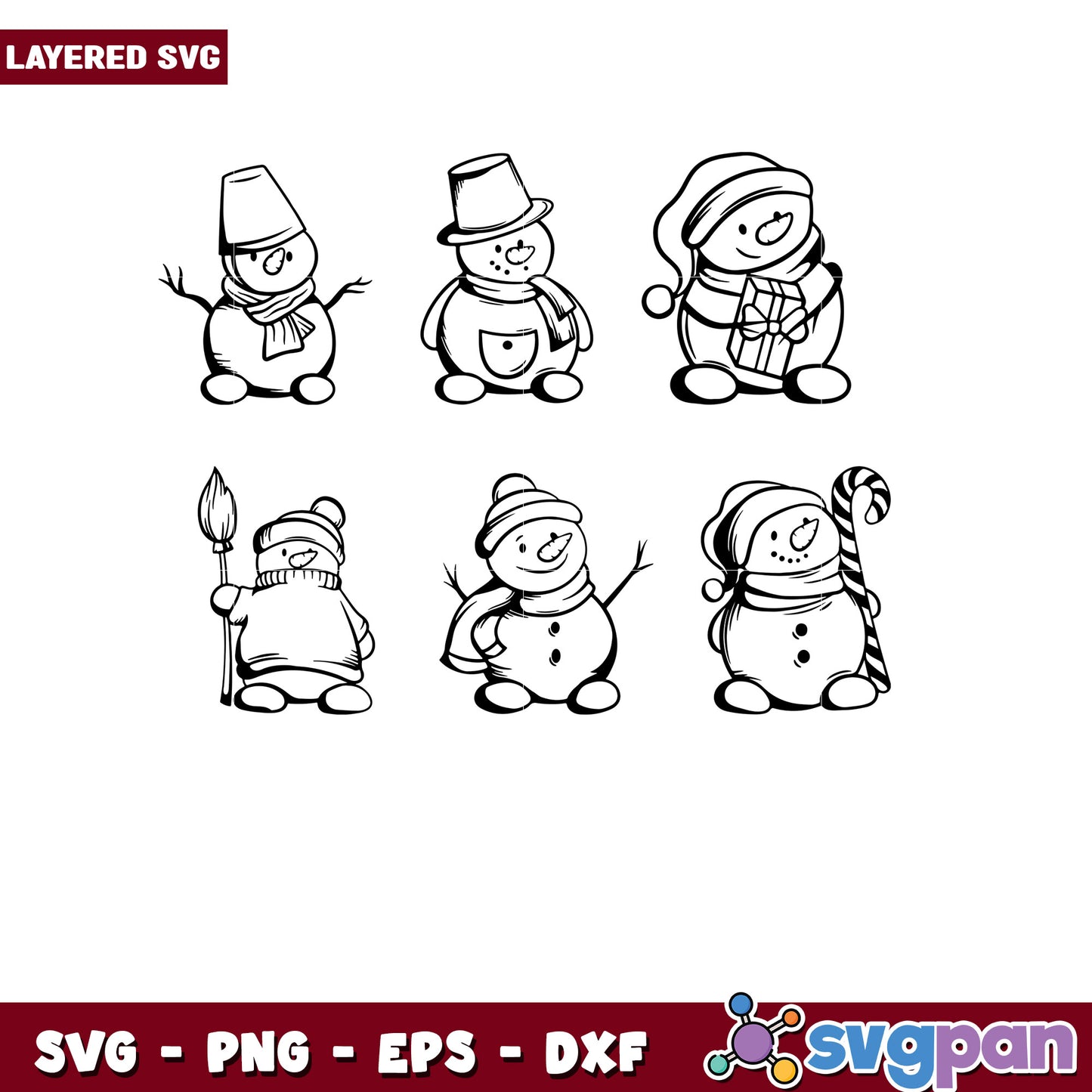 Charming Snowman Bundle SVG Layered Designs Kids Craft