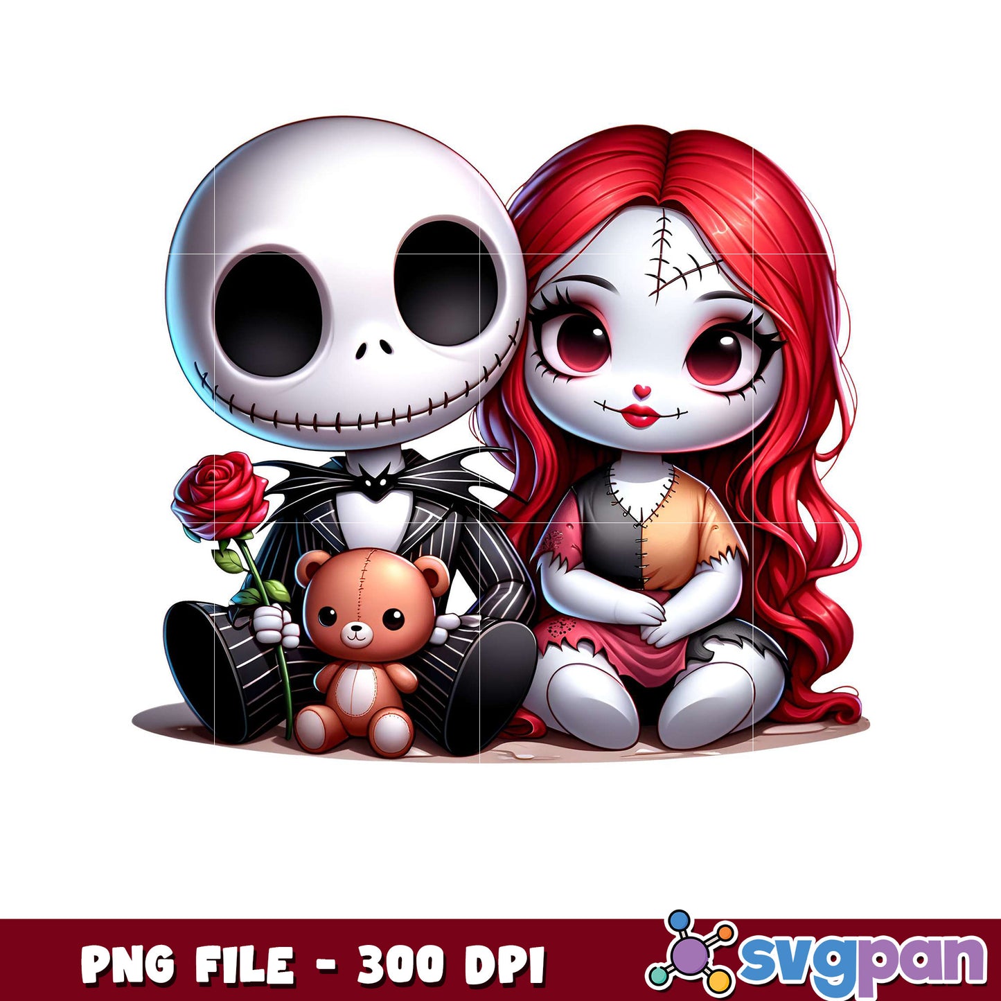 Charming couple illustration, high quality PNG file 300 DPI