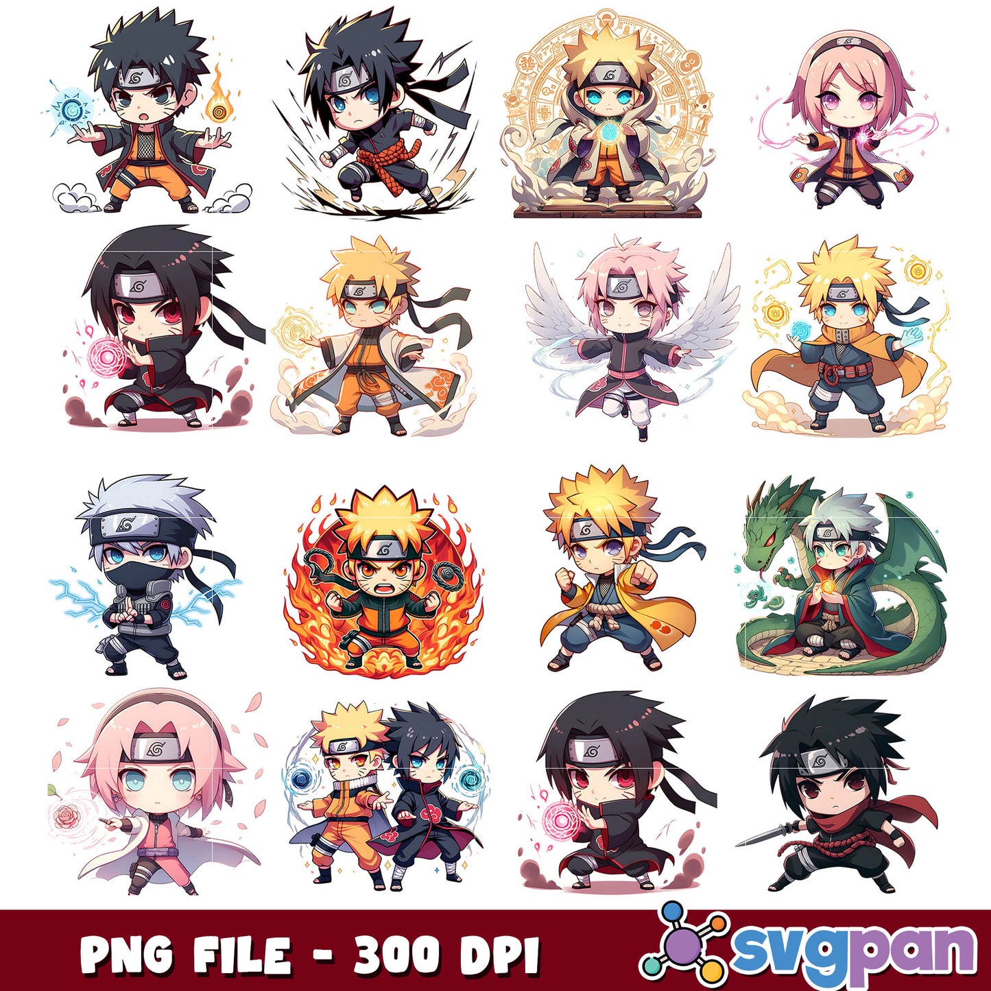 Chibi Naruto PNG 16+ bundle