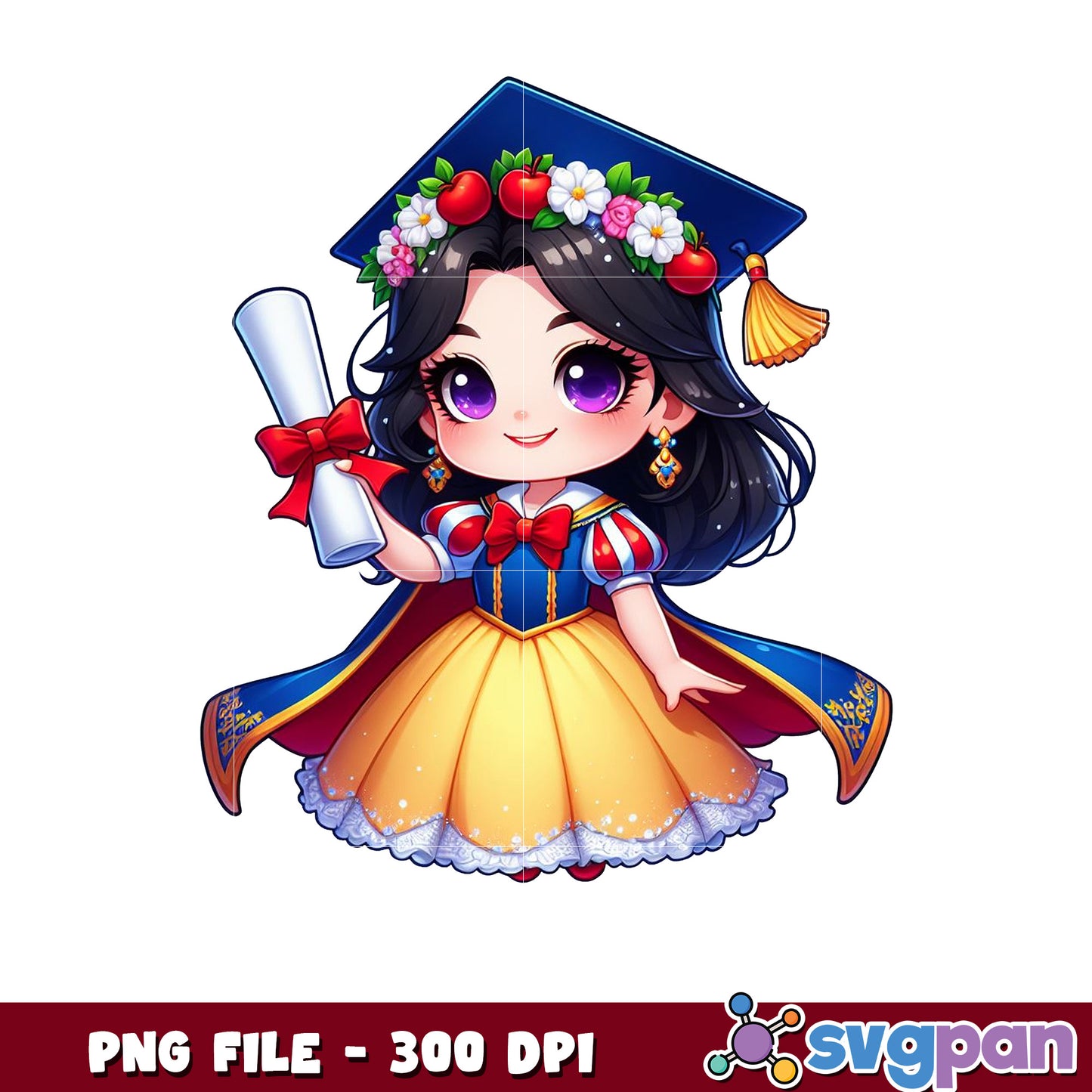 Chibi Snow White graduation png, snow white movie png, graduate png