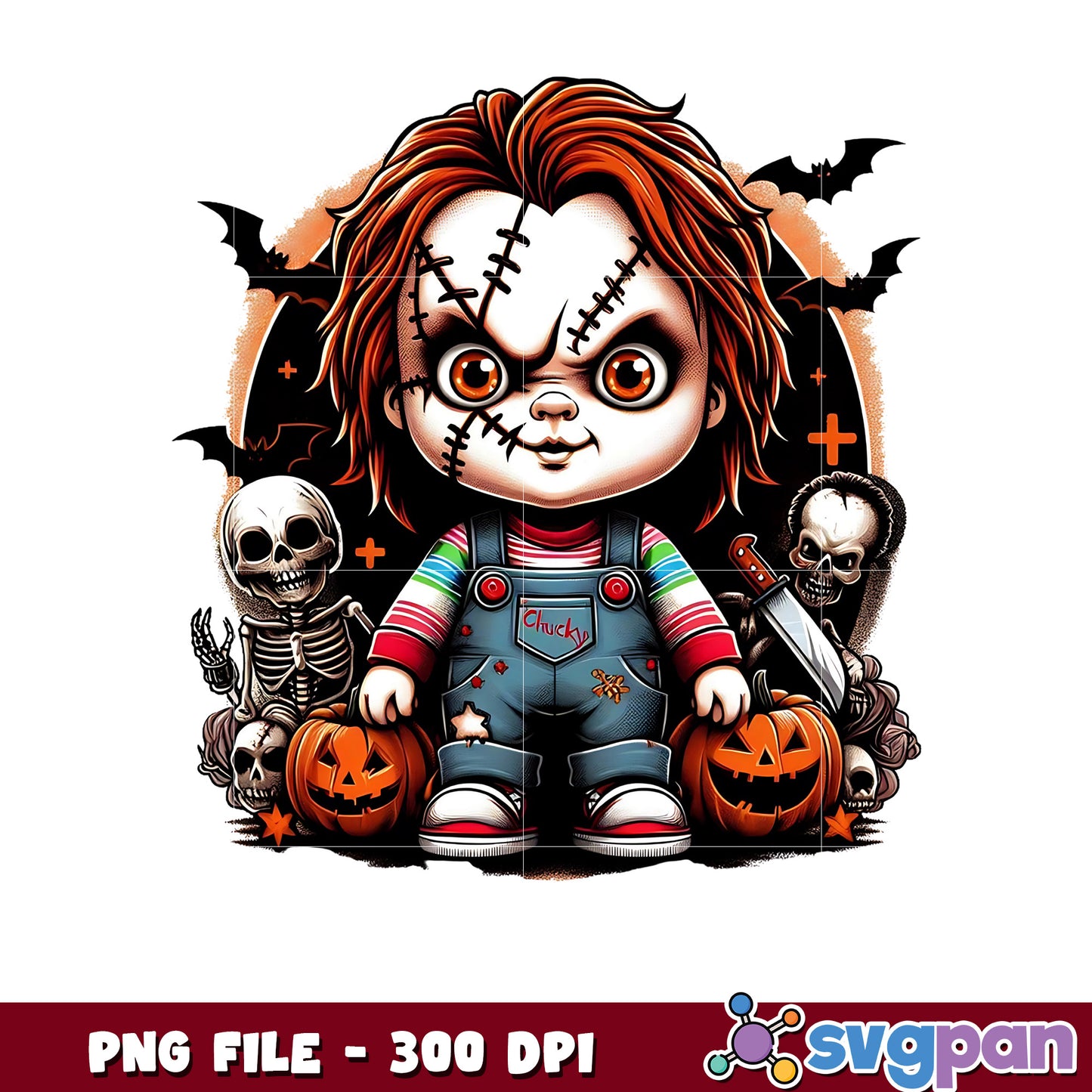 Chibi chucky png, halloween art png, halloween killers png