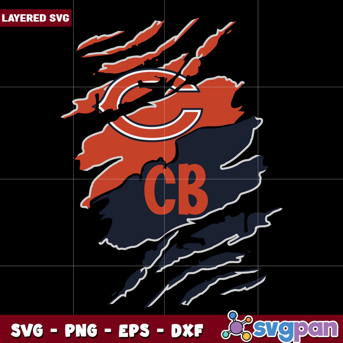 Chicago Bears claws design svg, american football svg, nfl games svg