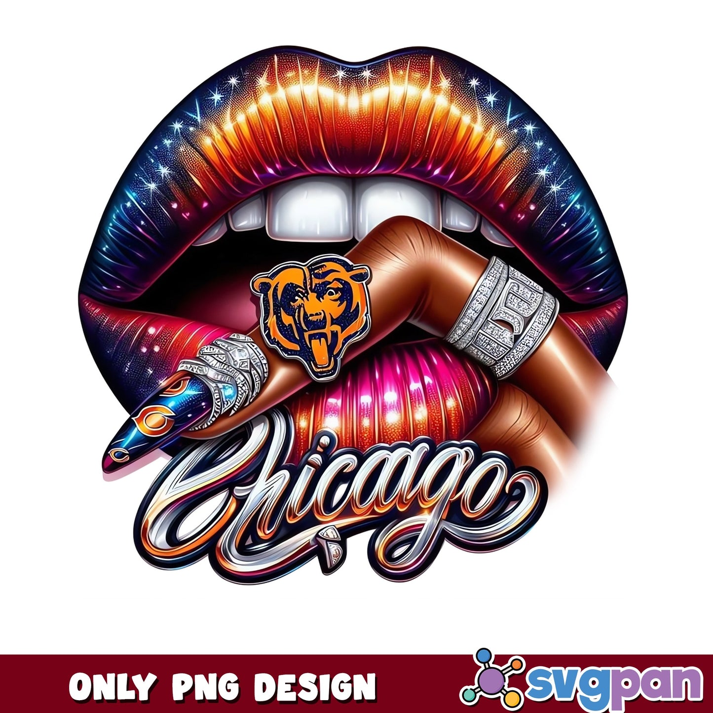 Chicago Bears Drip Lips PNG, NFL Football Sexy Lips, Bears PNG
