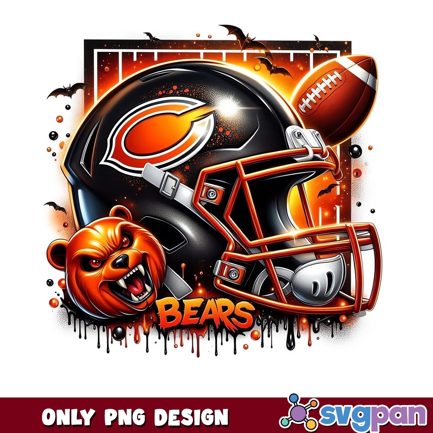 Chicago Bears Halloween PNG, NFL Football Halloween PNG, Bears PNG