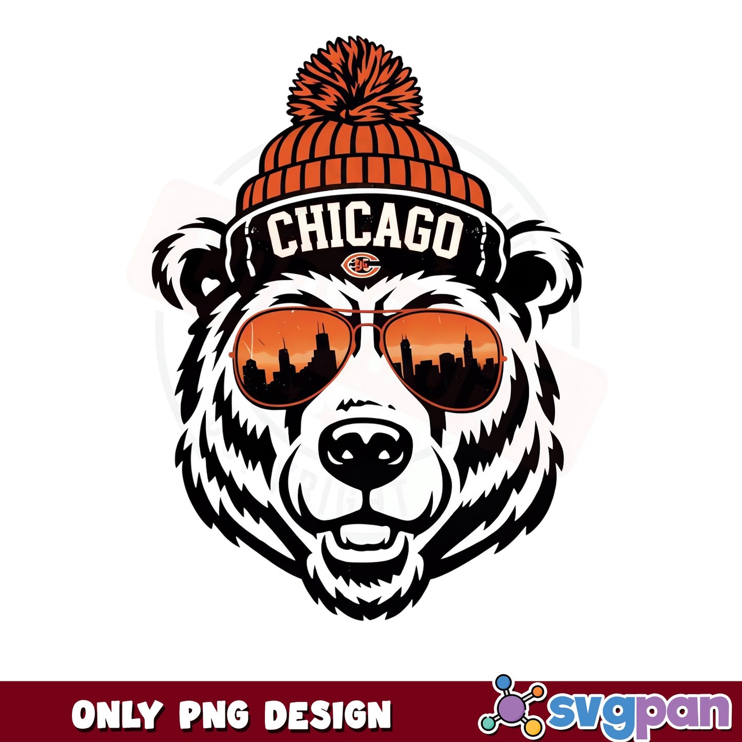 Chicago Bears PNG, Football Bear Sunglasses Beanie PNG, NFL PNG