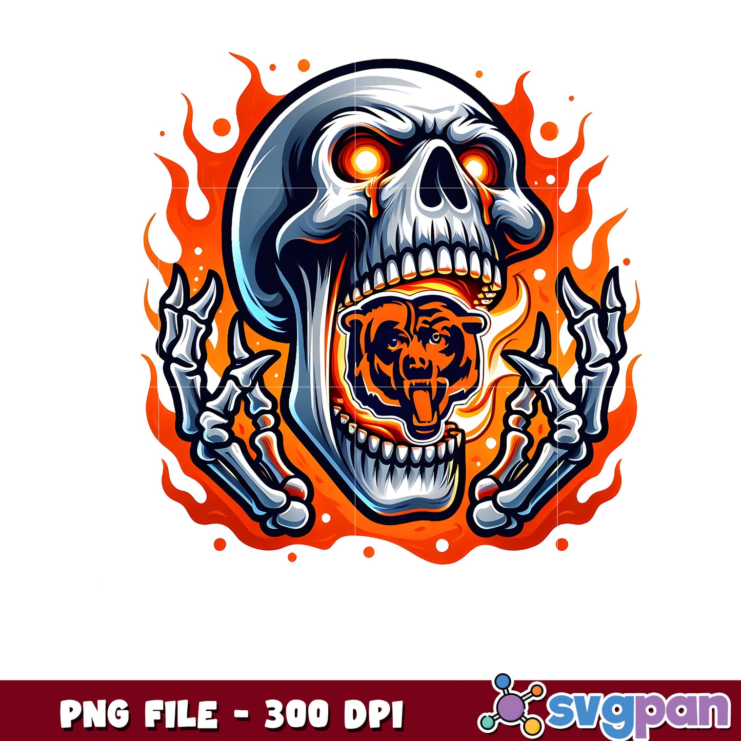 Chicago bears burning skull png, super bowl 2025 png, american football league png