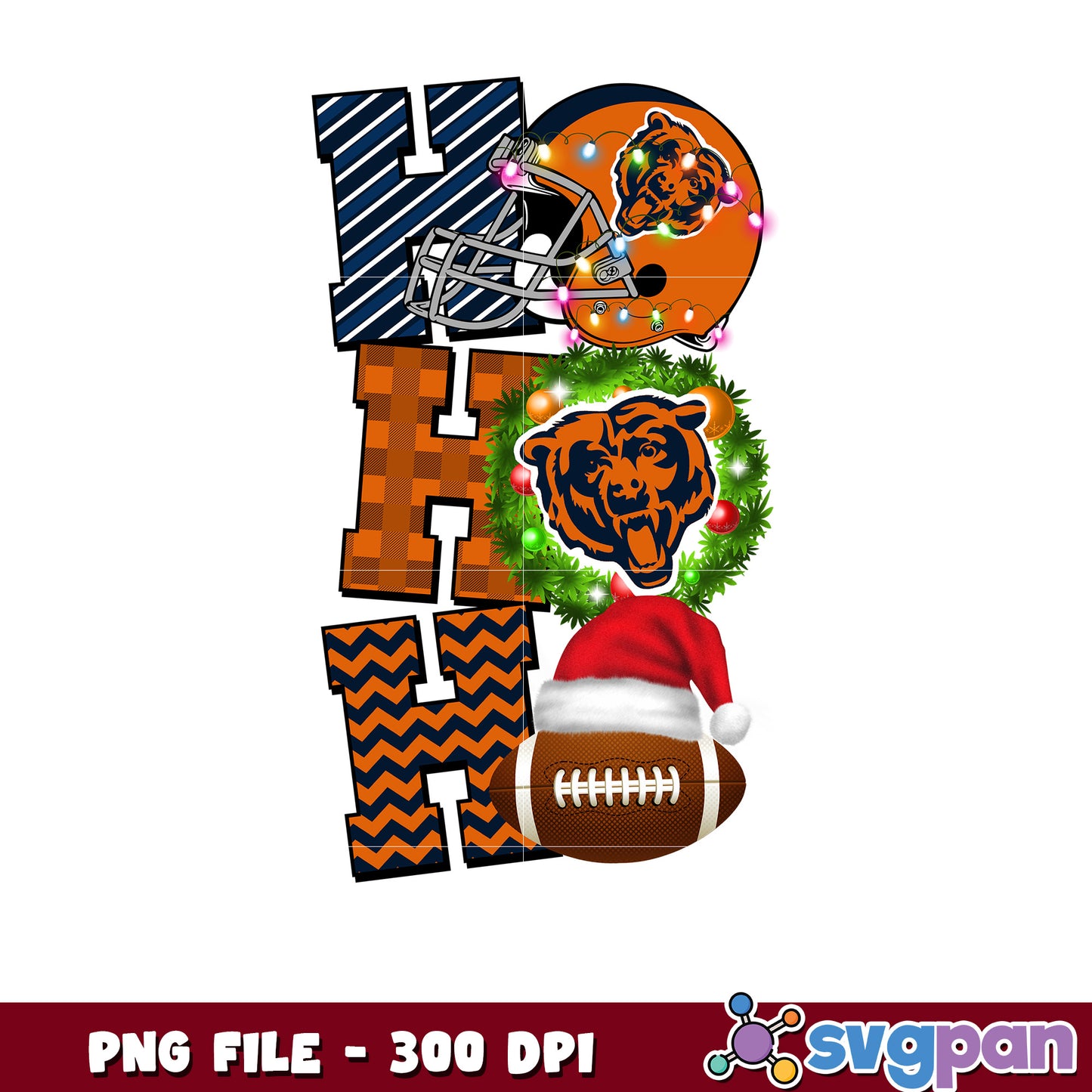 Chicago bears helmet hohoho png, nfl christmas games png, super bowl 2025