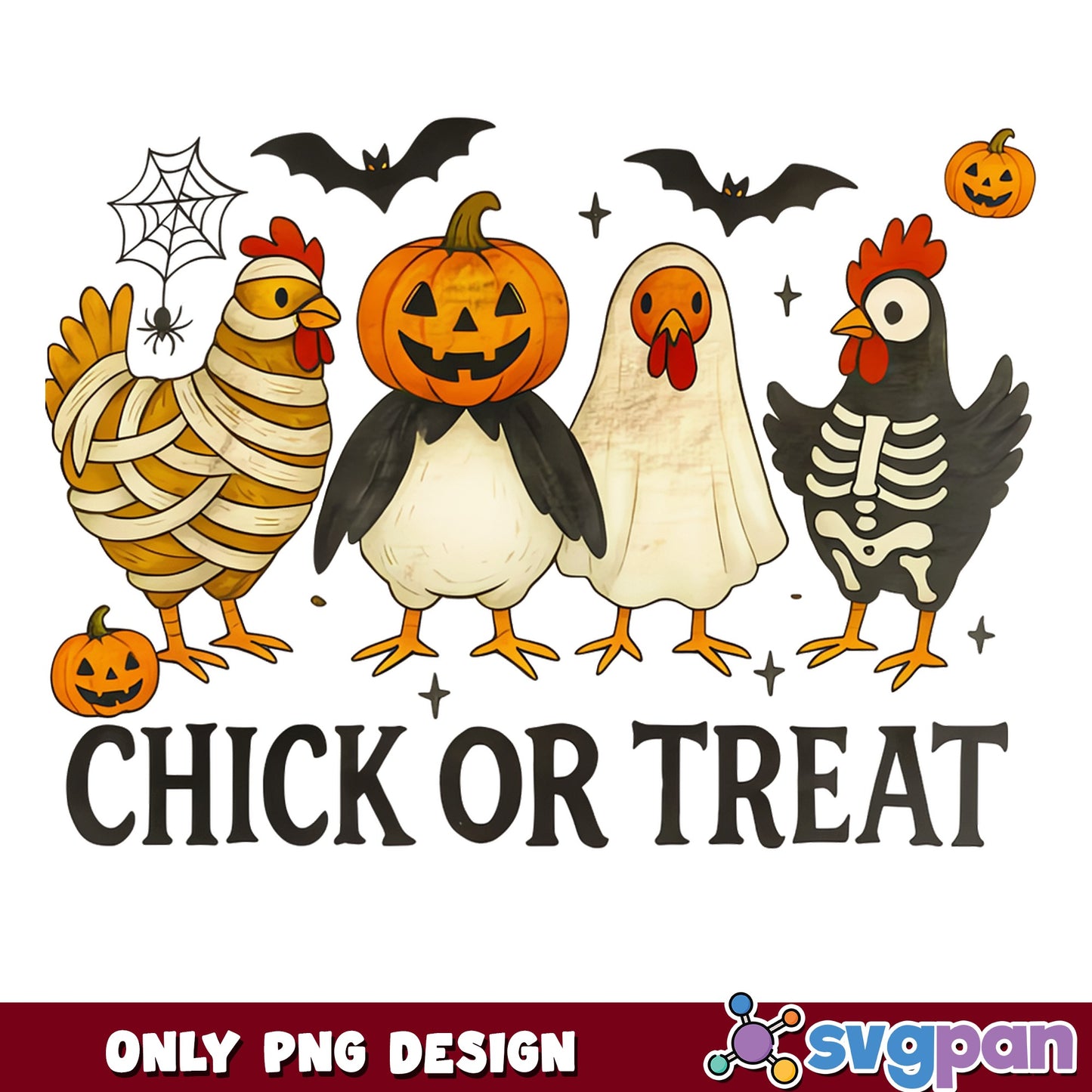 Chick Or Treat Halloween PNG, Funny Chicken Halloween PNG, Spooky Chicken PNG