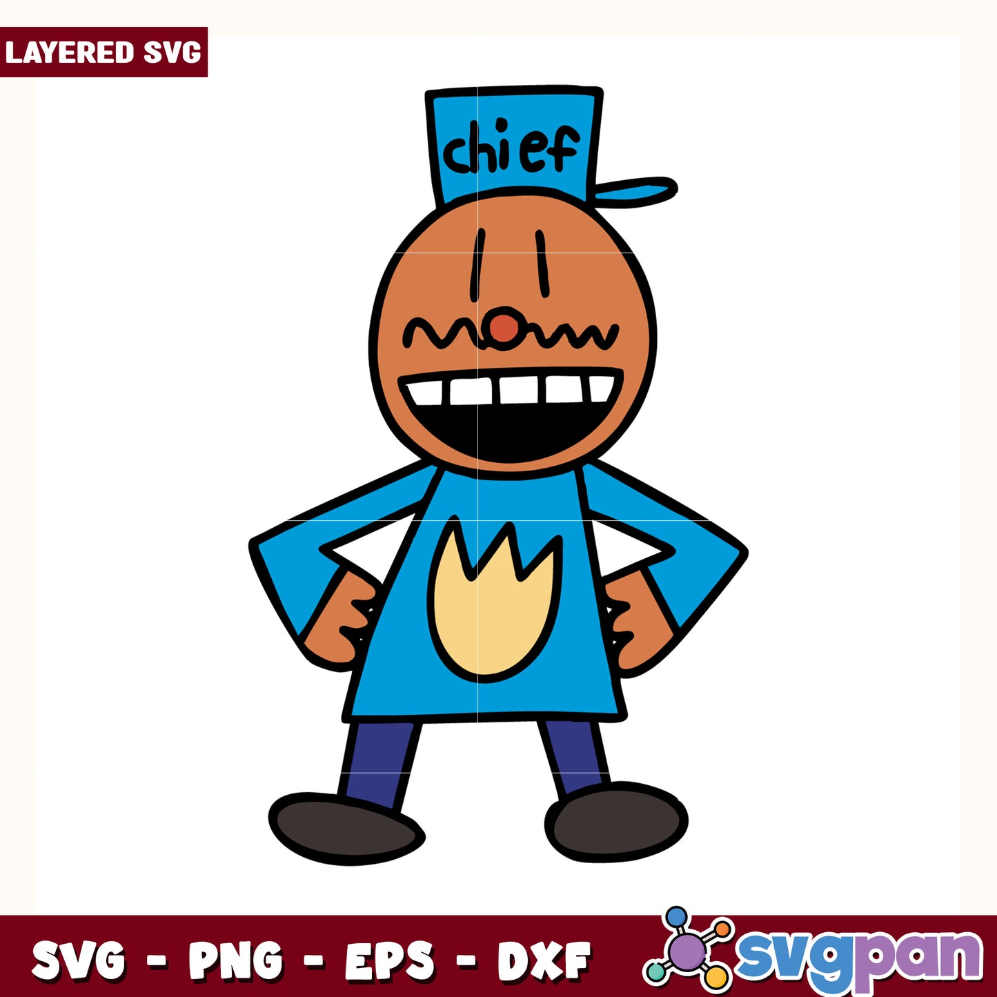 Chief characters design svg, dog man comic svg, pilkey universe characters svg