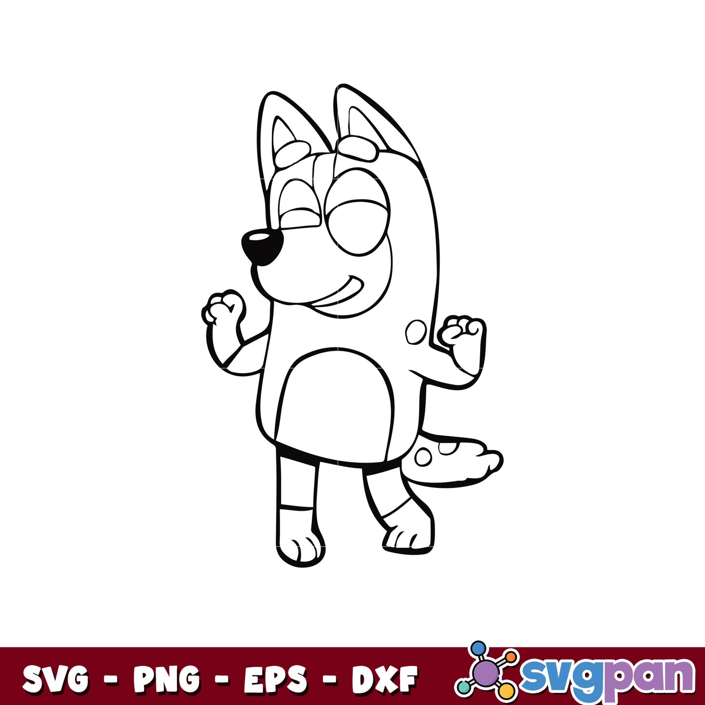 Chilli dog bluey outline svg, bluey outline svg, bluey dog svg