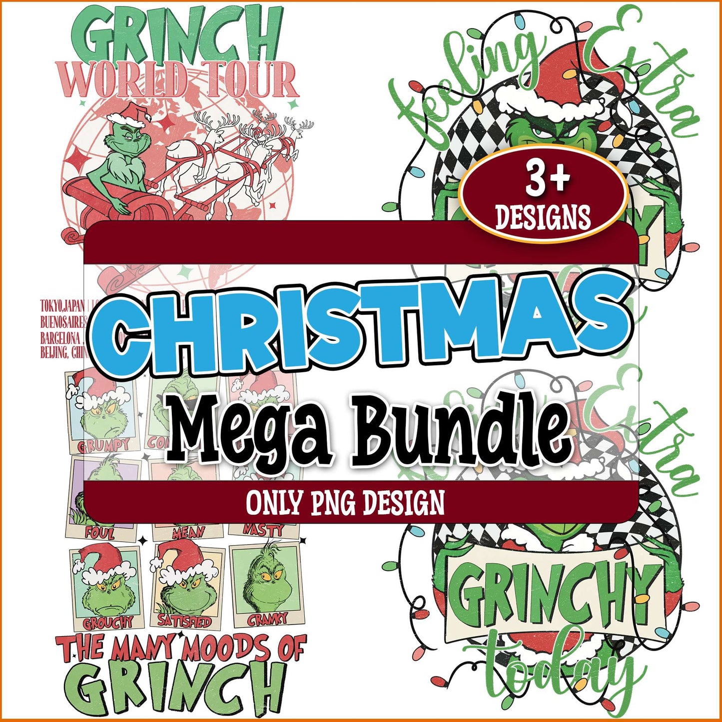 Chirstmas grinch world tour png bundle