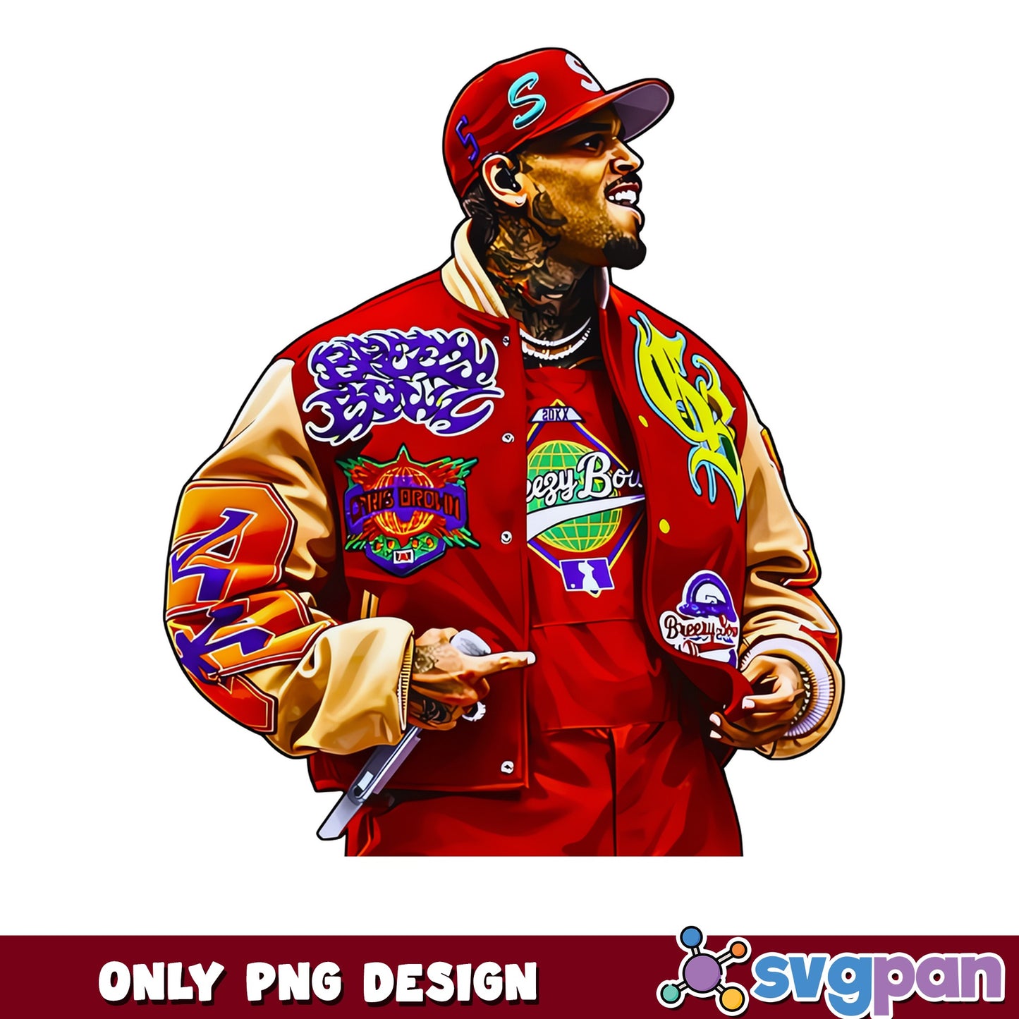 Chris Brown Breezy PNG, Rapper Music Fan Gift, Sublimation PNG