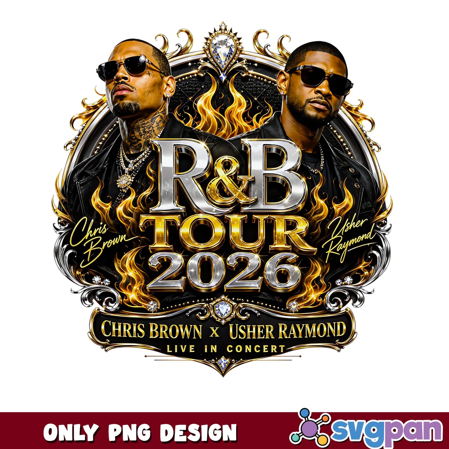 Chris Brown Usher R&B Tour 2026 PNG, Concert PNG, Music PNG