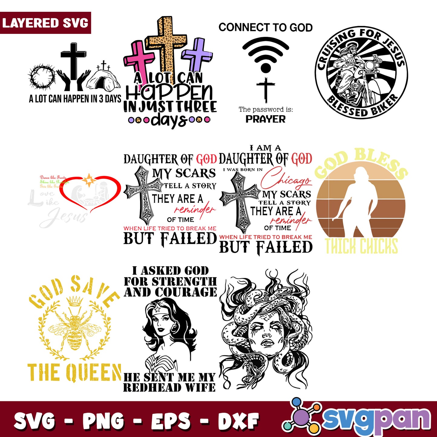 Christian SVG Bundle Faith Quotes Designs