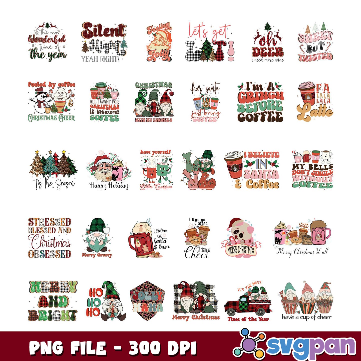 Christmas Coffee SVG Bundle PNG