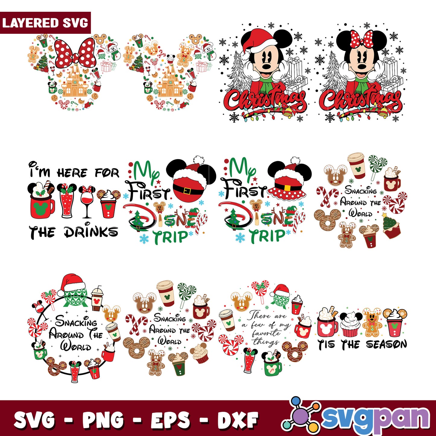 Christmas Disney SVG Bundle Mickey & Minnie