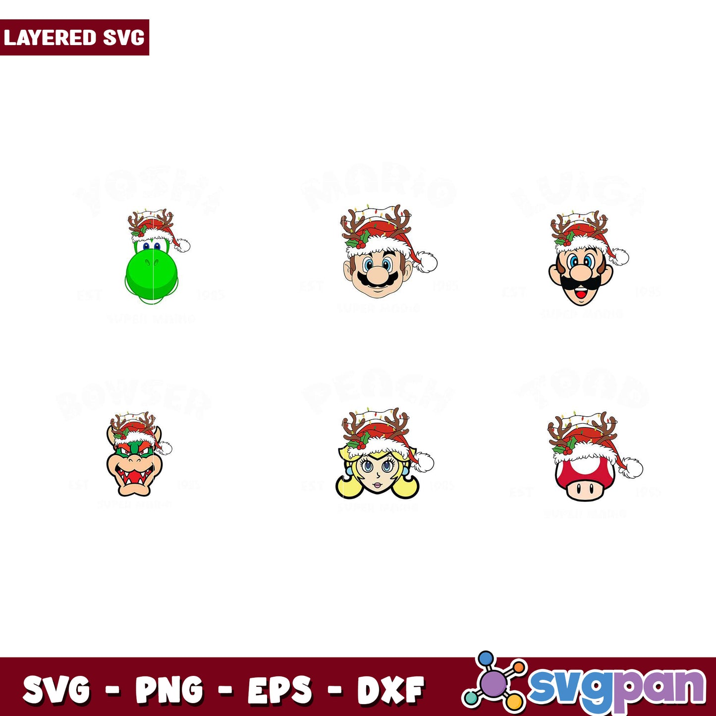 Christmas Mario SVG Bundle