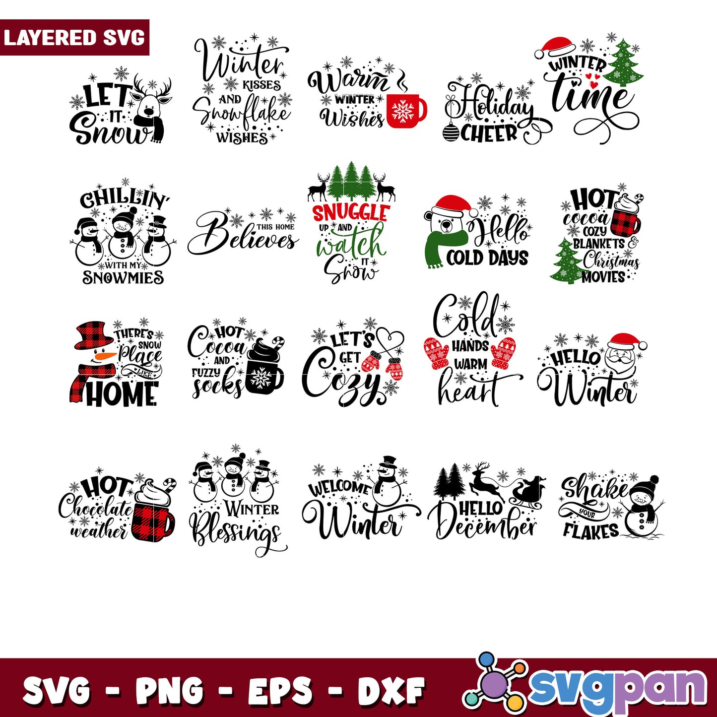 Christmas SVG Bundle 16 Winter Designs