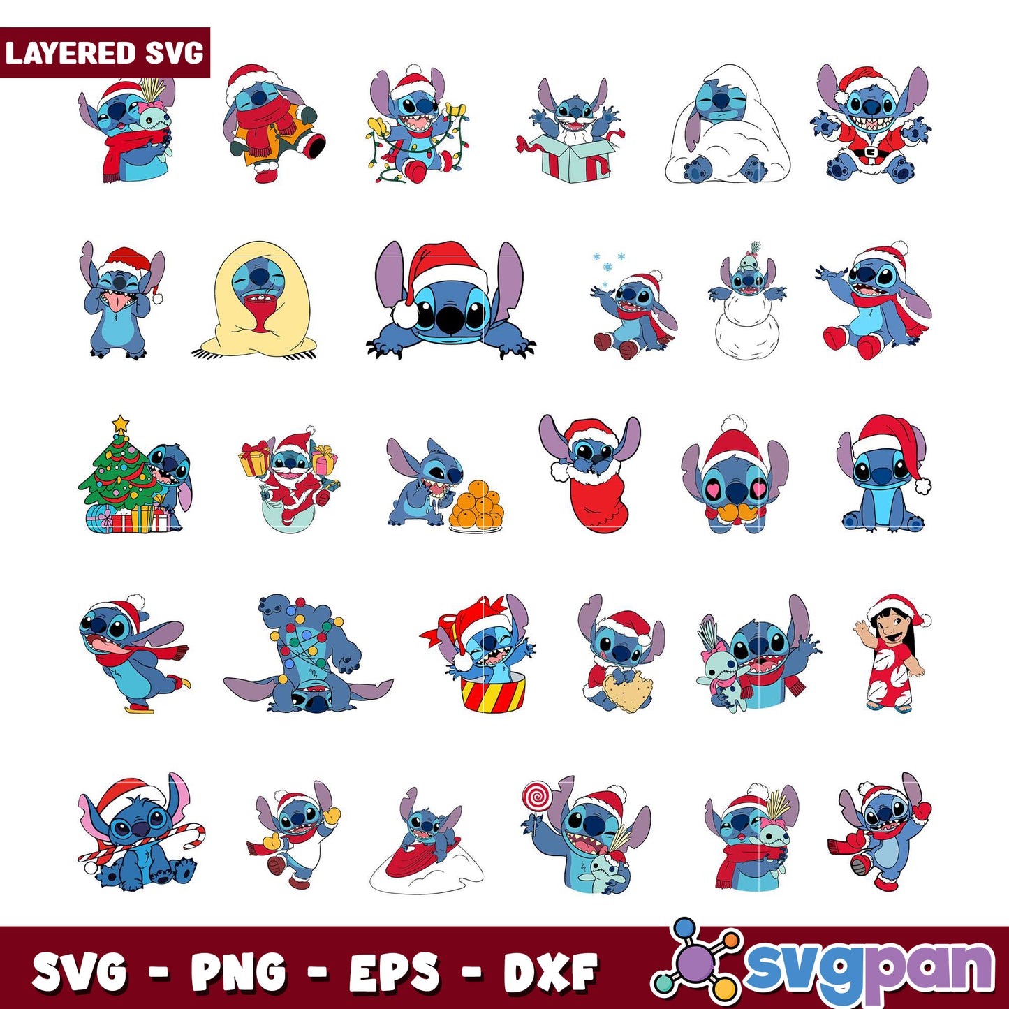 Christmas Stitch SVG Bundle Layered Files