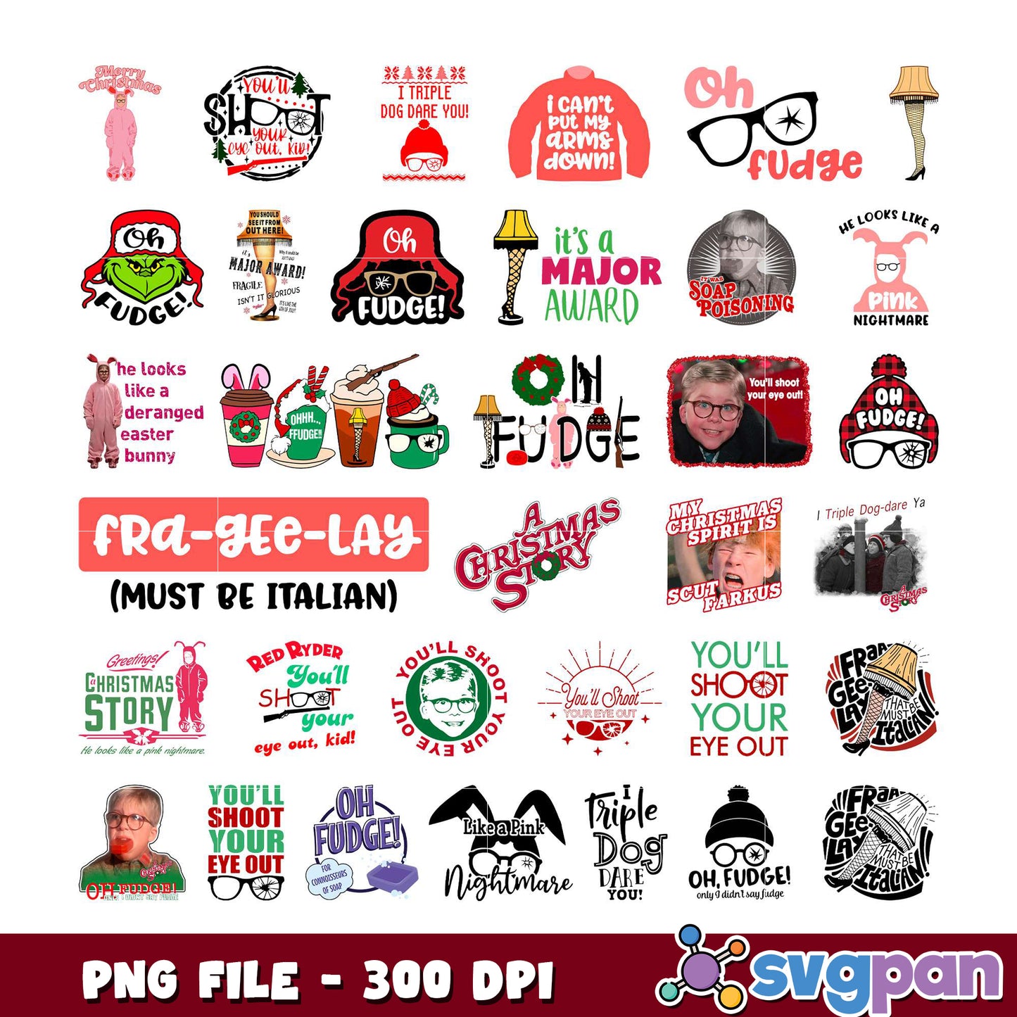 Christmas Story PNG Bundle 300 DPI