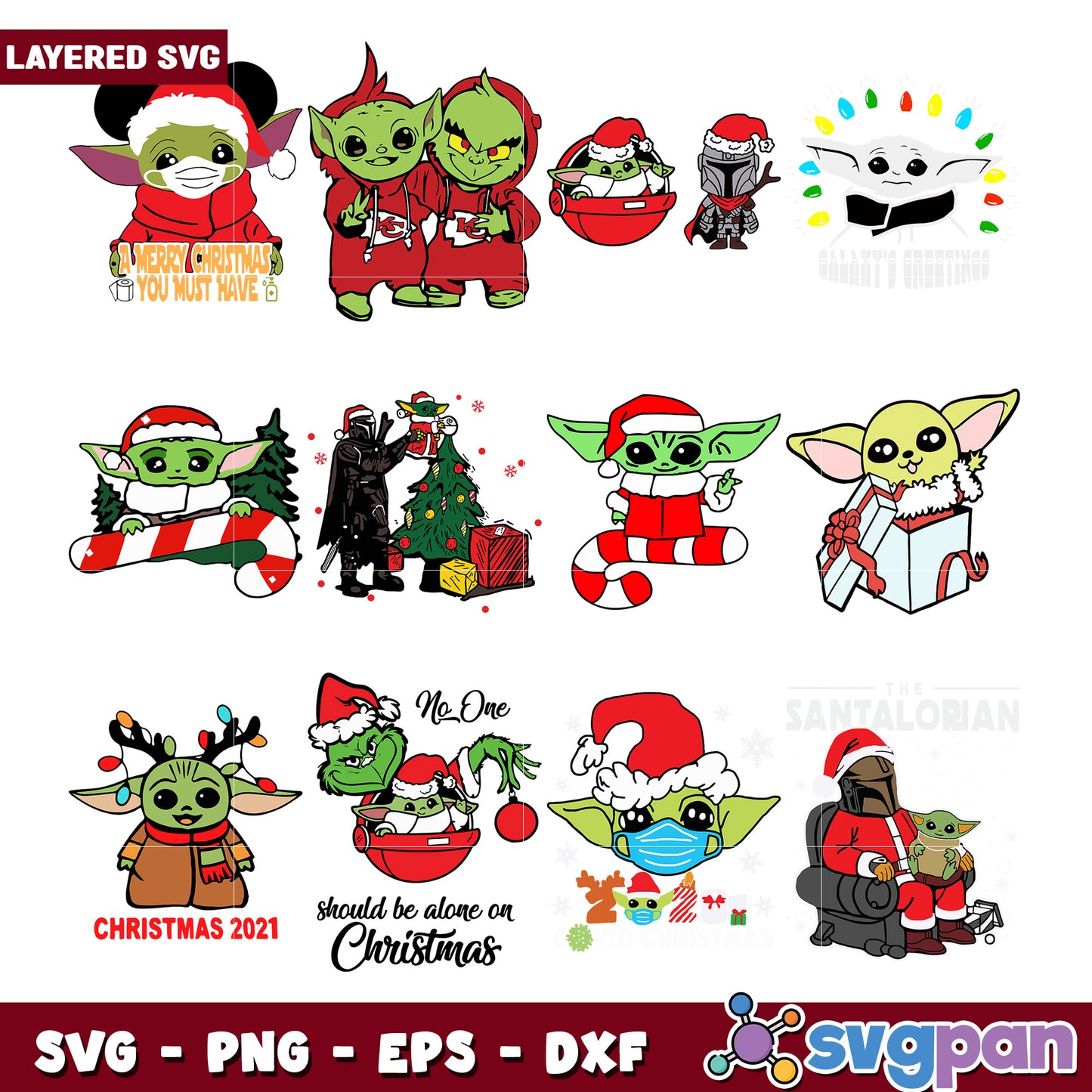 Christmas Yoda SVG Bundle