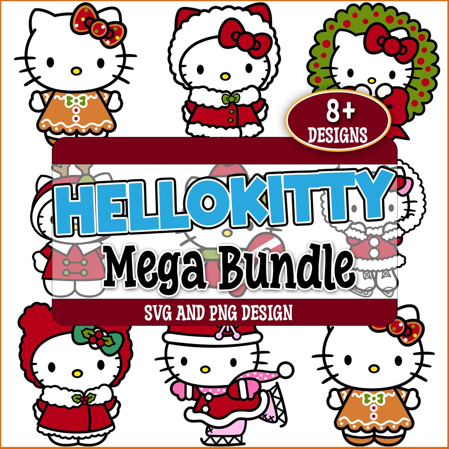 Christmas costume hello kitty svg bundle