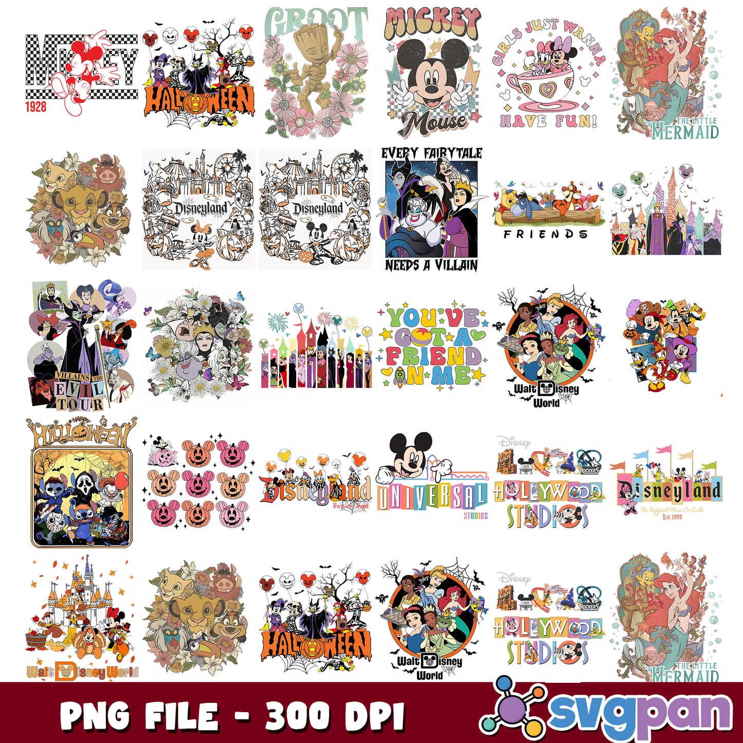 Christmas day disneyland png bundle